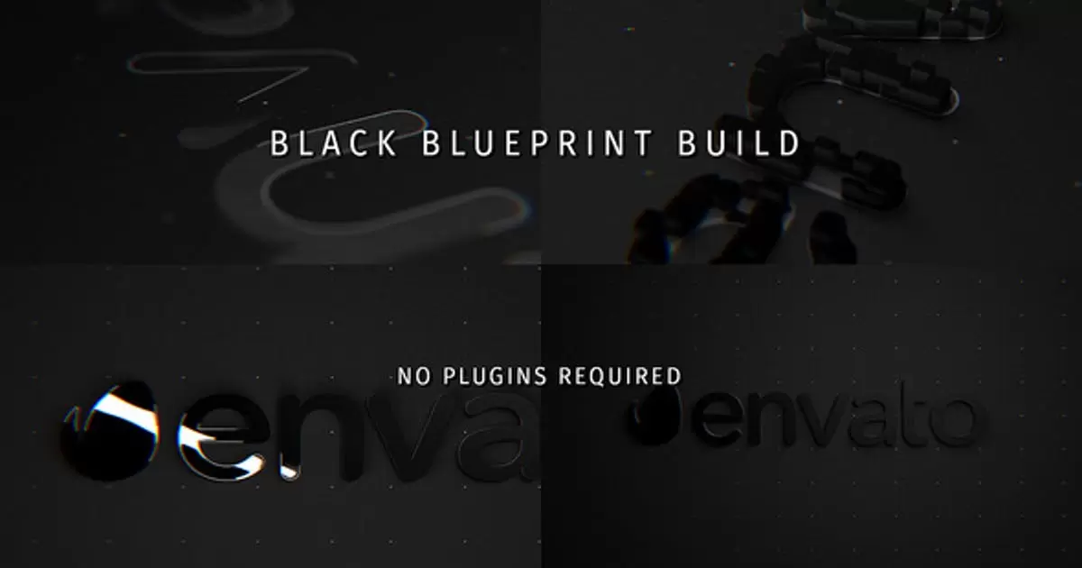 蓝色黑板暗色系logo标志构建AE模版Blue Blackboard Build