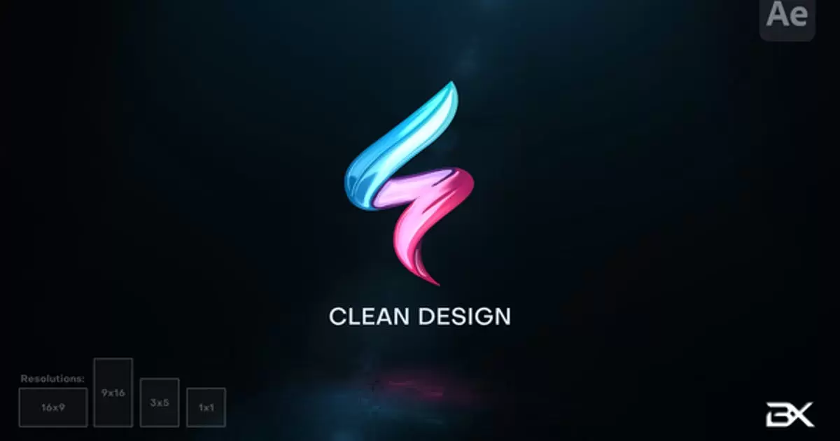 简单发光logo标志AE模版Minimal Logo