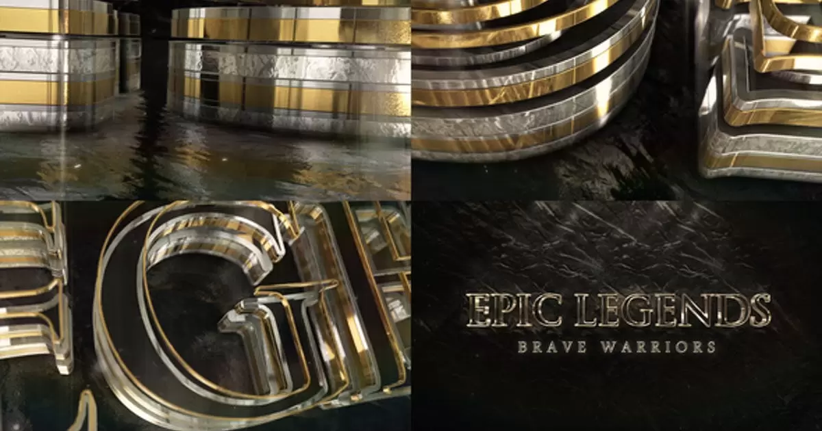史诗般的金银文字logo标志AE模版Epic Gold Silver Logo