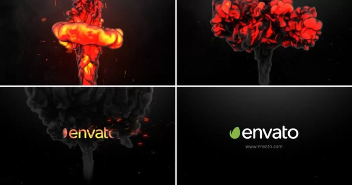 带有烟雾碰撞标志的logo火灾揭示AE模版Fire With Smoke Collision Logo Reveal