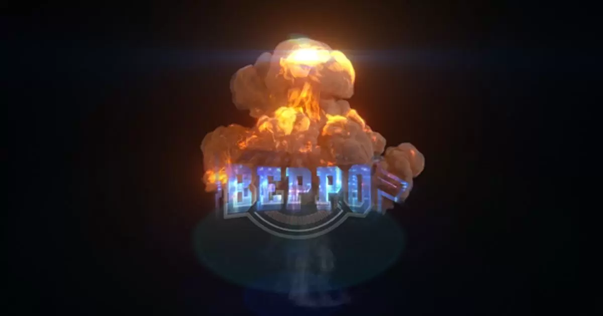 logo火焰燃烧爆炸故障标志AE模版Explosion Glitch Logo