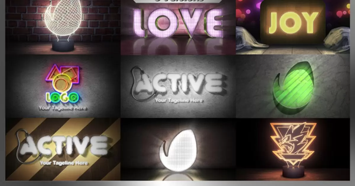 各种发光文字logo灯光介绍包AE模版Lights Intro Pack