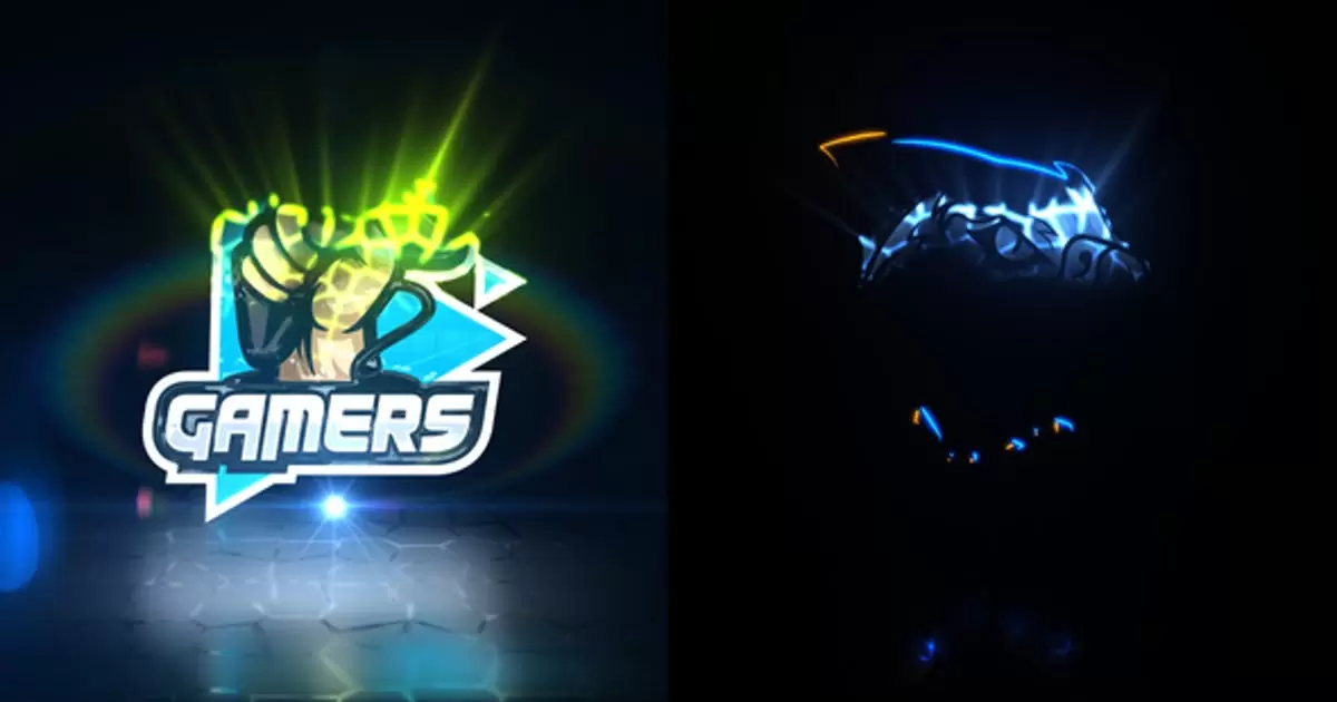 毛刺液体流动logo标志显示AE模版Glitch Cell Logo Reveal
