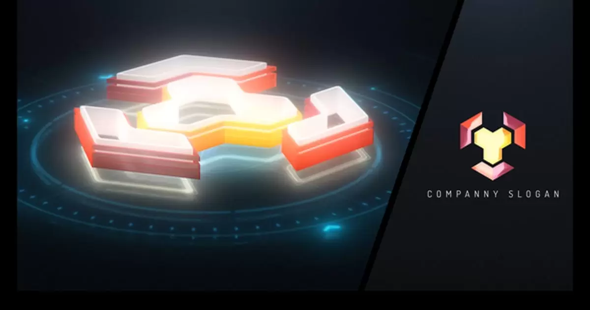 技术三维结构logo标志构建AE模版Tech Logo Build