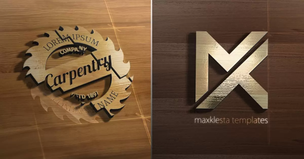 木质金属logo 3D标志揭示AE模版Wood 3D Logo Reveal