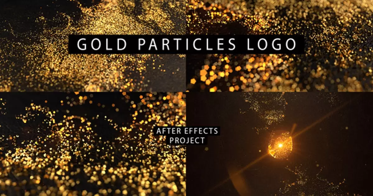 金色颗粒粒子破碎logo标志AE模版Gold Particles Logo