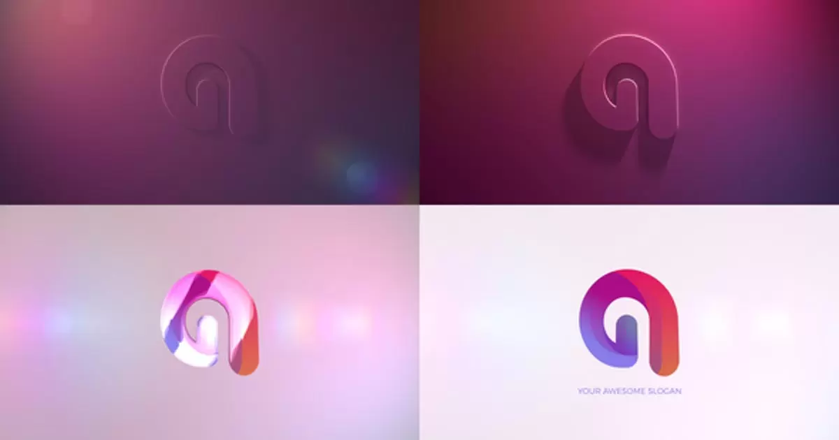 环境光效粉色logo标志AE模版Ambient Light Logo
