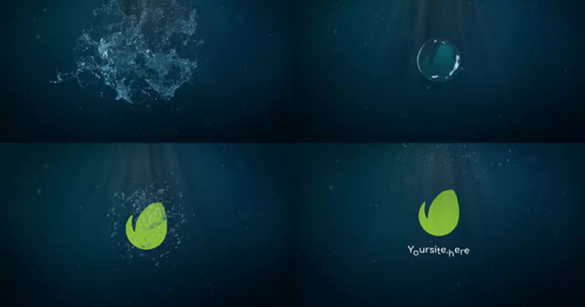 logo落入水中溅起水花标志AE模版Water Splash Logo