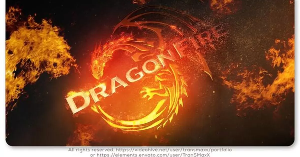 龙火龙头中国风logo标志揭示AE模版DragonS Fire Logo Reveal
