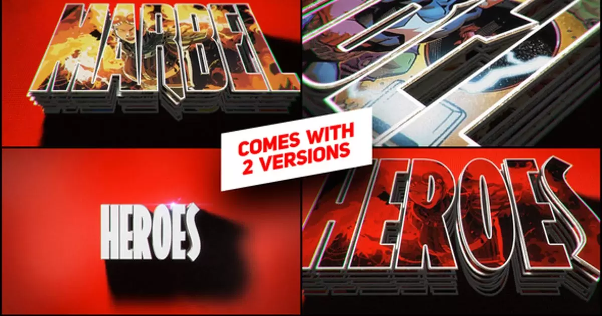 漫威超级英雄片头logo标志介绍AE模版Heroes Logo Intro