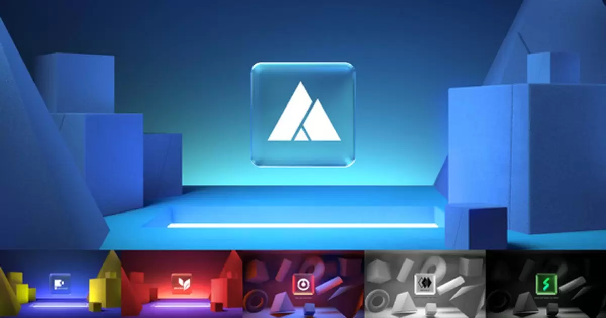 渐变玻璃logo标志显露+10个就绪的颜色AE模版Gradient Glass Logo Reveal. 10 Ready Color Presets.