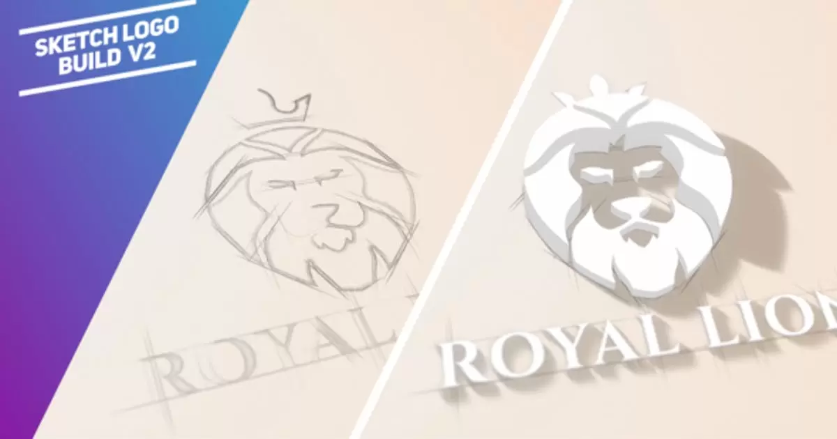 草图标志设计师绘制logo构建v2AE模版Sketch Logo Build v2