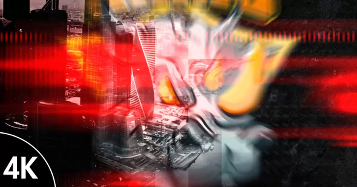 抽象艺术扭曲logo标志揭示AE模版Glitch Opener Logo Reveal