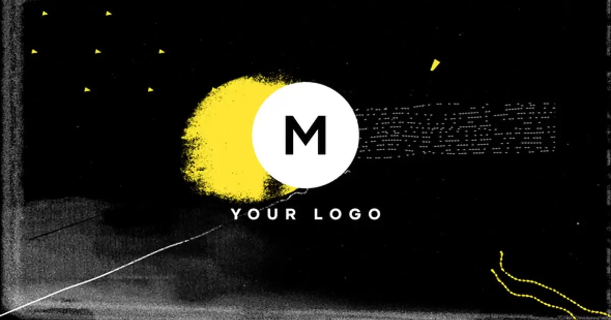涂鸦抽象logo符号失真标志AE模版Scribble Grunge Distortion Logo