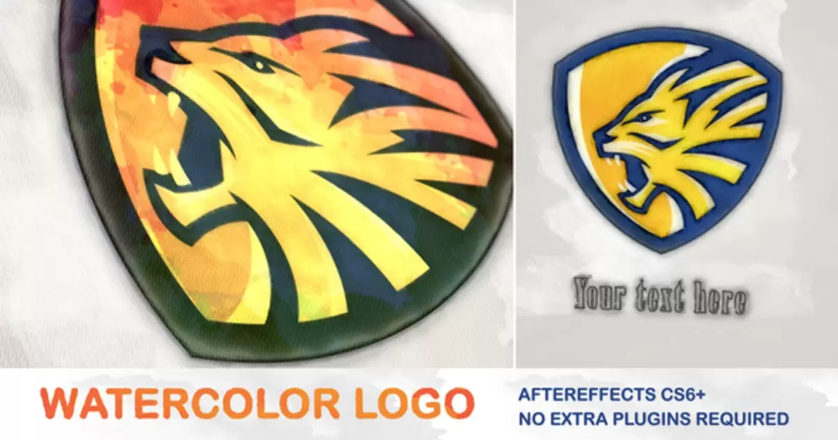 水彩水墨风晕染logo标志AE模版Watercolor Logo