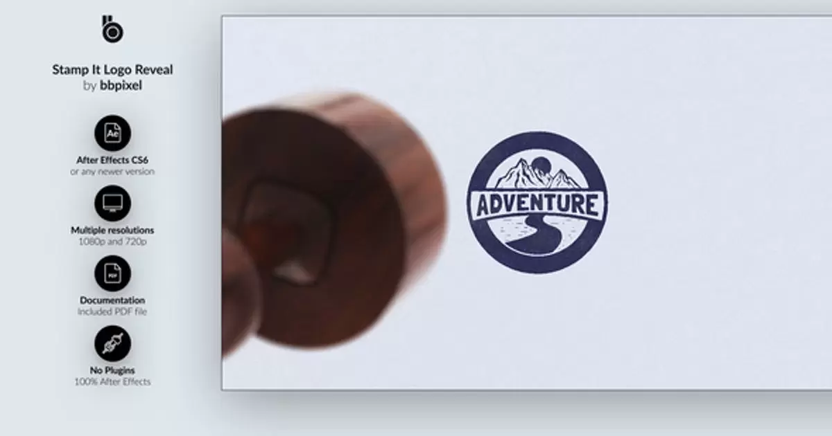 邮票标志盖印logo揭示AE模版Stamp It Logo Reveal