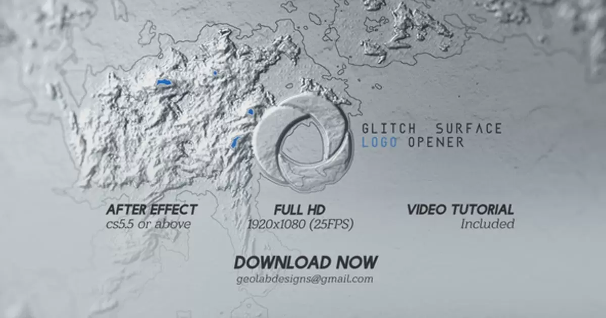 表面压花凹凸纹理logo标志AE模版Glitch Surface Logo Opener