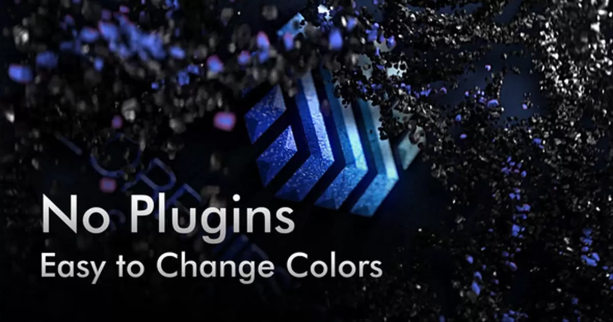 黑色岩石颗粒5种颜色logo片头AE模版Black Rock Particles. 5 Color Presets.