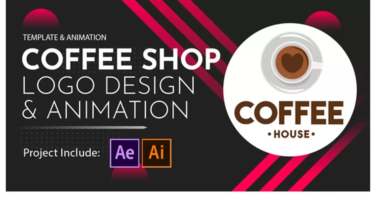 咖啡店标志设计和动画AE模版Coffee Shop Logo Design and Animation