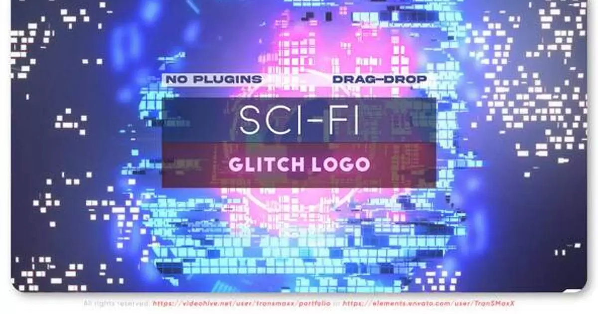 科幻高科技sci-fi故障标志AE模版Sci-Fi Glitch Logo