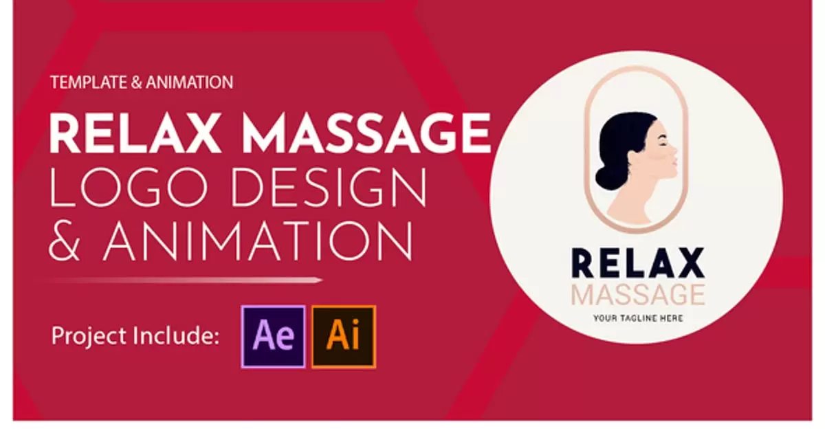 按摩spa标志设计和动画AE模版Relax Massage Logo Design and Animation