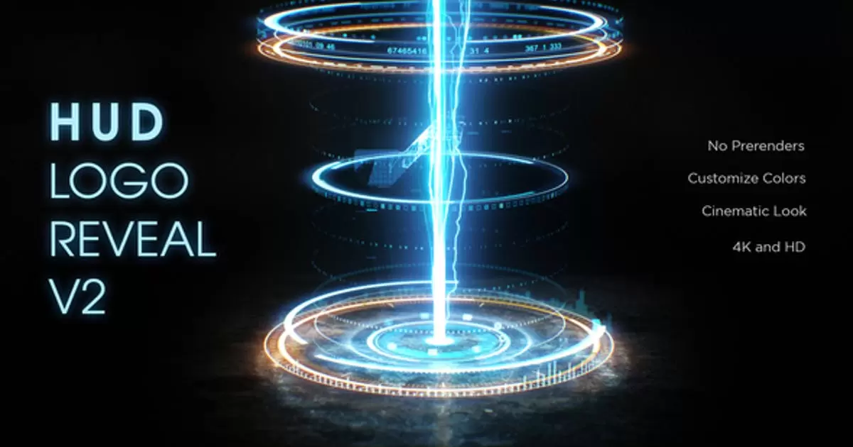 平视显示器高科技logo标志揭示V2AE模版HUD Logo Reveal V2