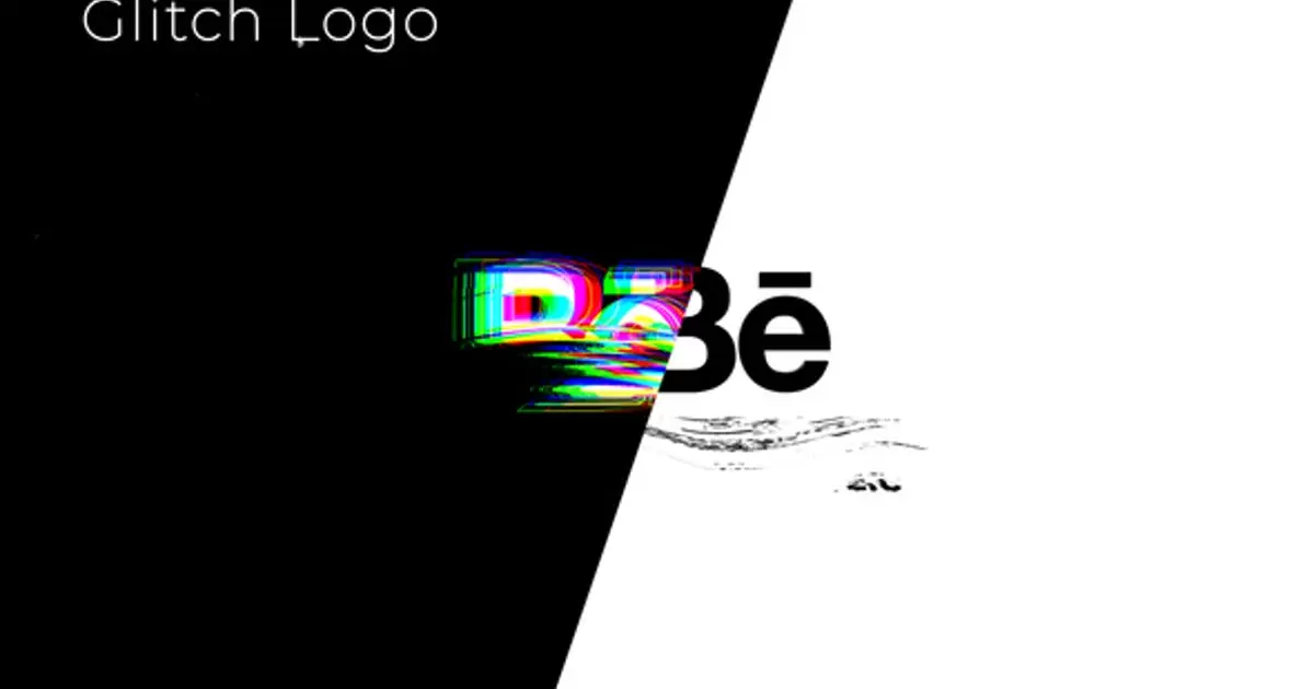 失真波毛刺标志AE模版Minimal Wave Glitch Logo