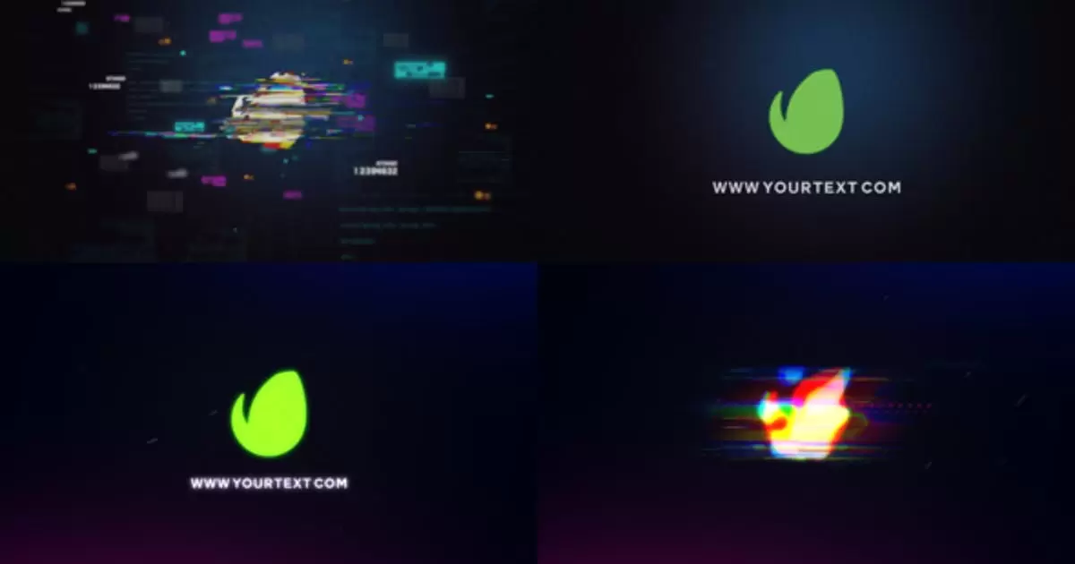 RGB毛刺标志开启片头AE模版RGB Glitch Logo Opener