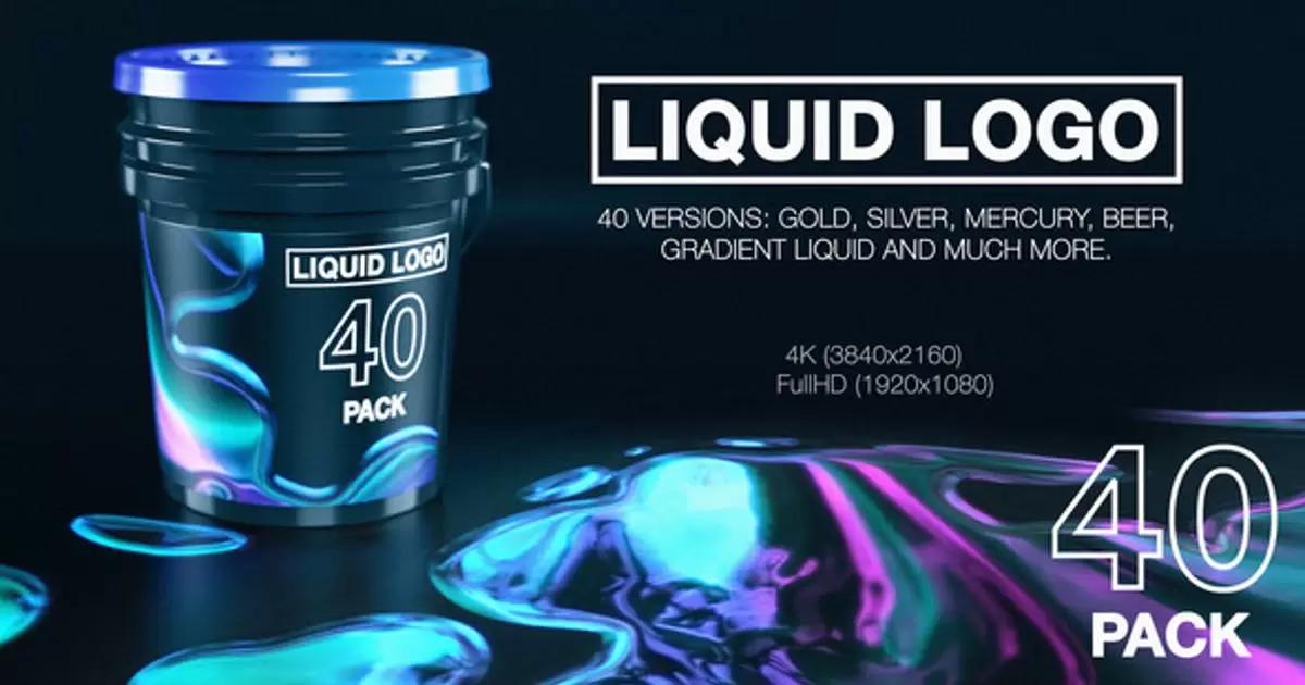 液体水抽象艺术logo标志显露 (40合1)AE模版Liquid Logo Reveal (40 in 1 Pack)