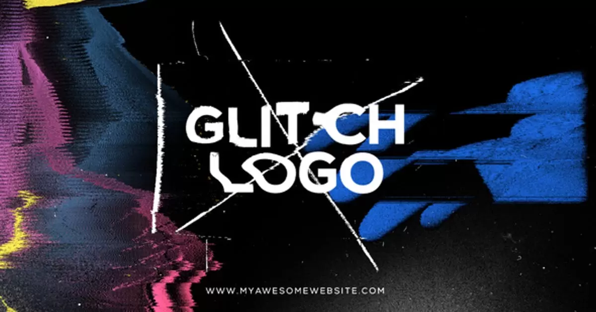 毛刺失真logo标志介绍AE模版Glitch Distortion Logo Intro