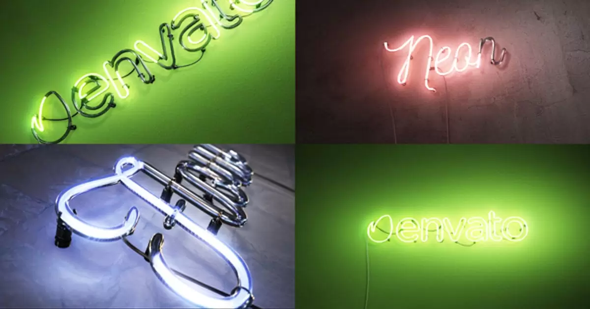 霓虹玻璃上的发光标志AE模版Neon Glass Logo