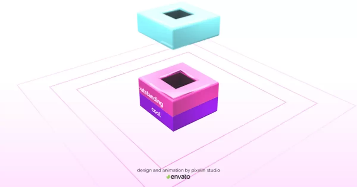 立方体logo标志AE模版Cube Logo