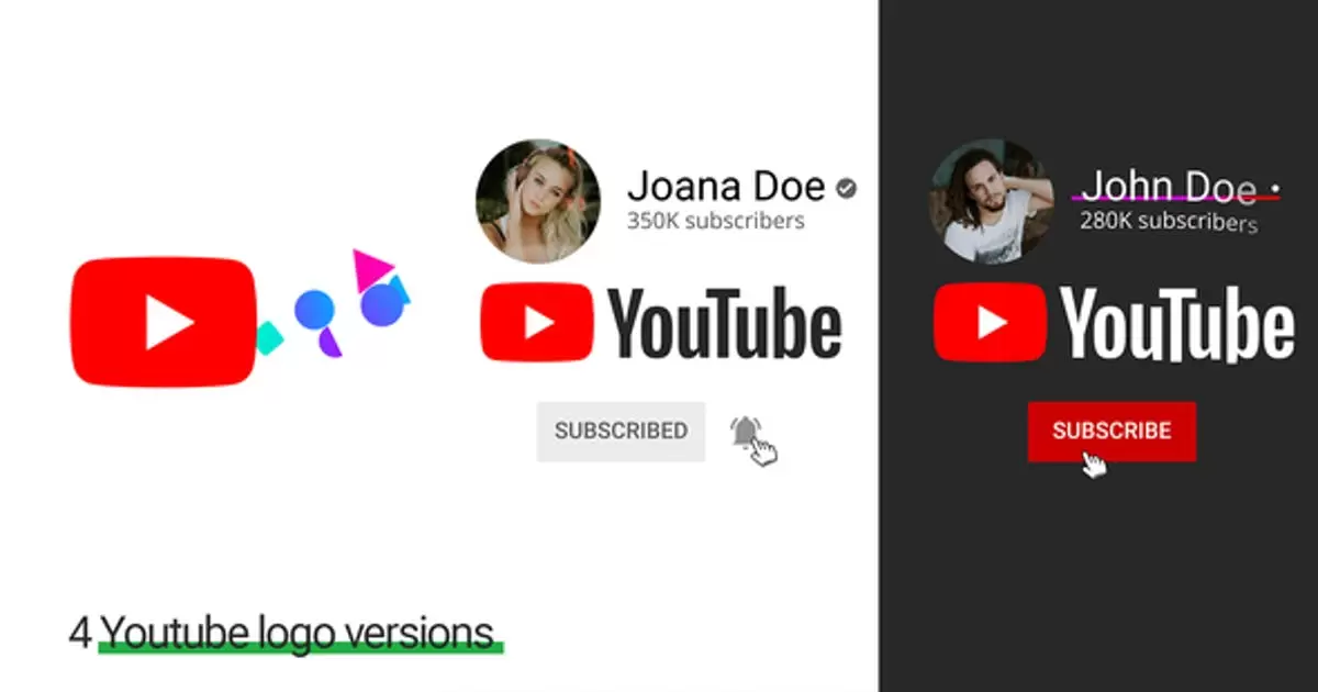 Youtube的logo订阅标志AE模版Youtube Logo Subscribe
