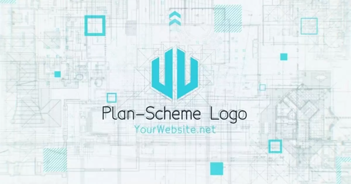 蓝图商务科技感logo方案标志AE模版Blueprint Scheme Logo