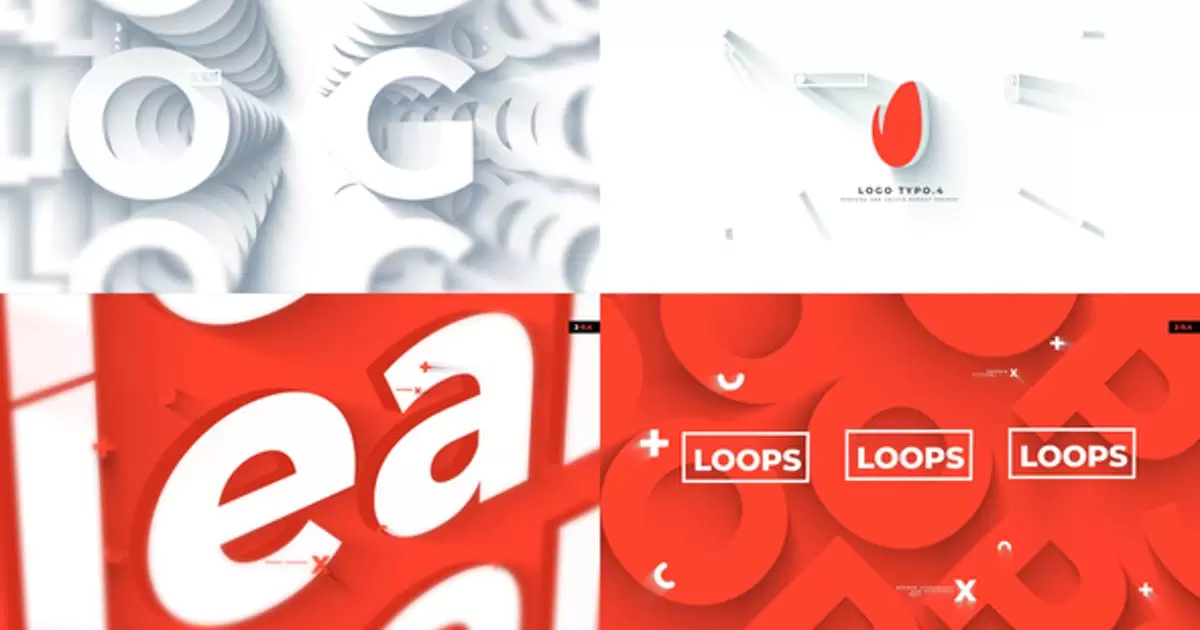 标志错字排版logo片头片头V4AE模版Logo Typo Opener V4