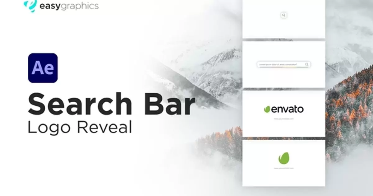 搜索栏徽标logo显示AE模版Search Bar Logo Reveal