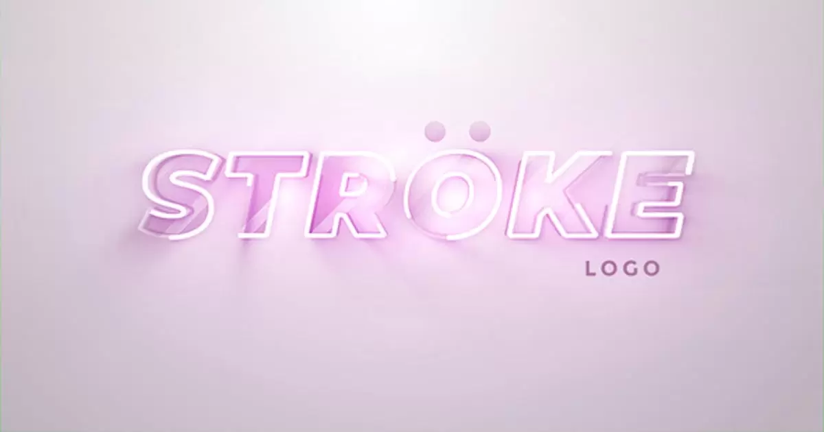 干净笔划发光logo标志AE模版Clean Stroke Logo