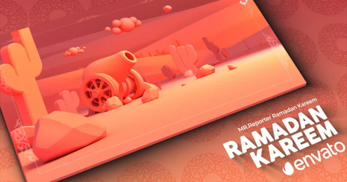 斋月卡片式标志介绍AE模版Ramadan Logo Intro