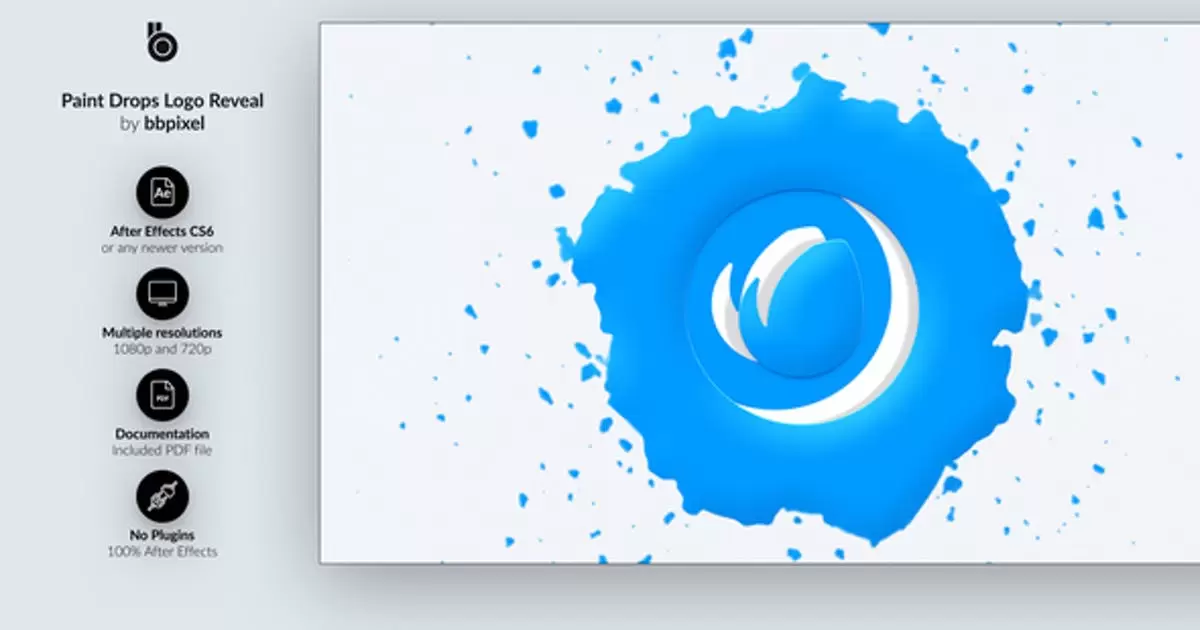 油漆喷溅落下logo标志揭示AE模版Paint Drop Logo Reveal