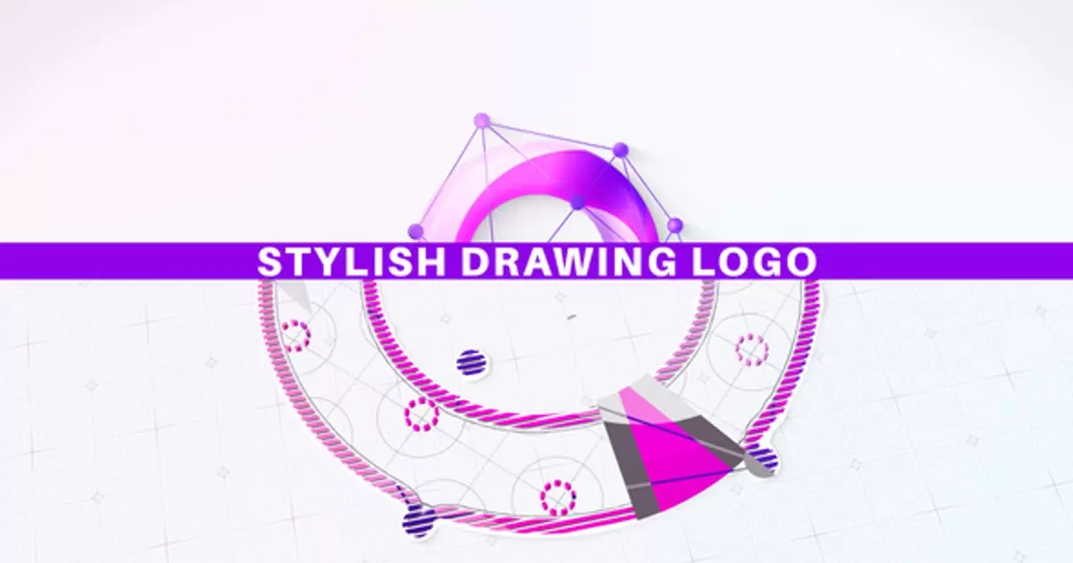 时尚的绘图logo标志AE模版Stylish Drawing Logo