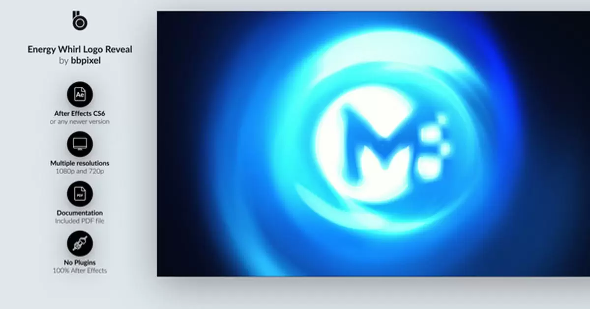 能量旋转标志揭示AE模版Energy Whirl Logo Reveal
