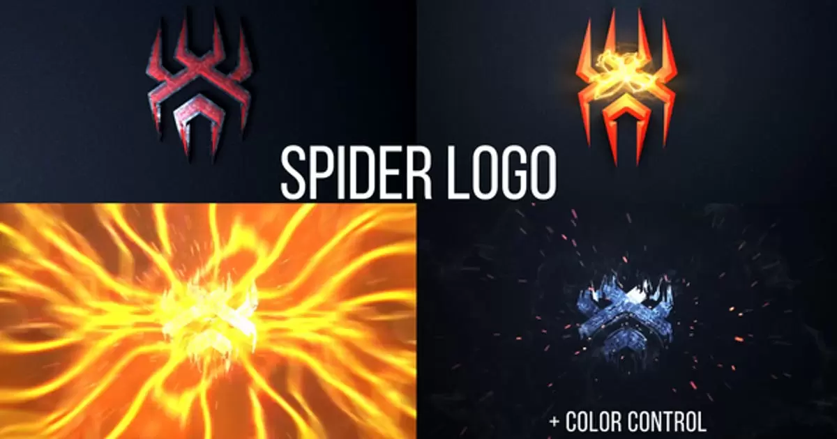 蜘蛛燃烧logo标志AE模版Spider Logo