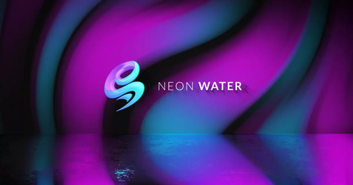 霓虹灯水面舞台标志显露AE模版Neon Water Logo Reveal