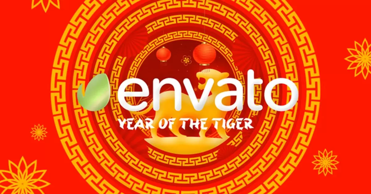 农历新年春节中国风logo标志AE模版Lunar New Year Logo