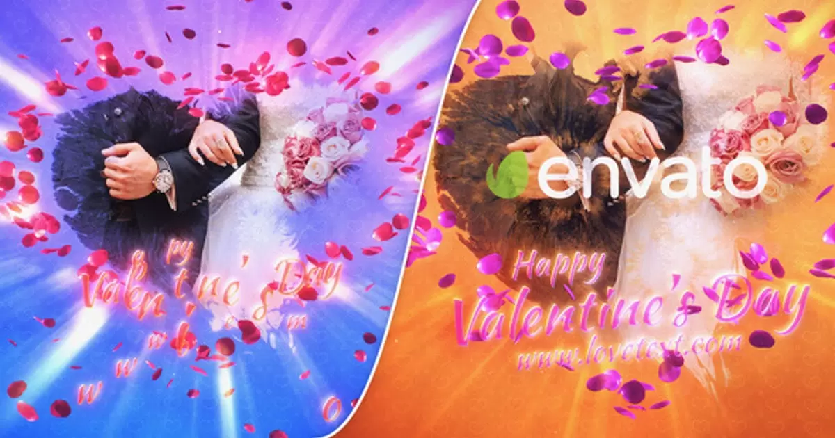 情人节玫瑰花logo标志AE模版Valentines Day Logo