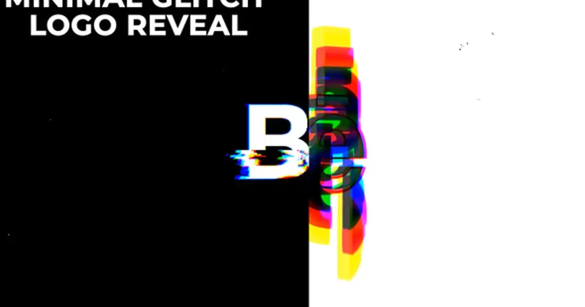 简单logo标志显示AE模版Minimal Glitch Logo Reveal