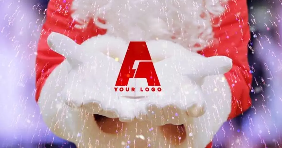 圣诞老人手捧节日logo标志AE模版Christmas Logo