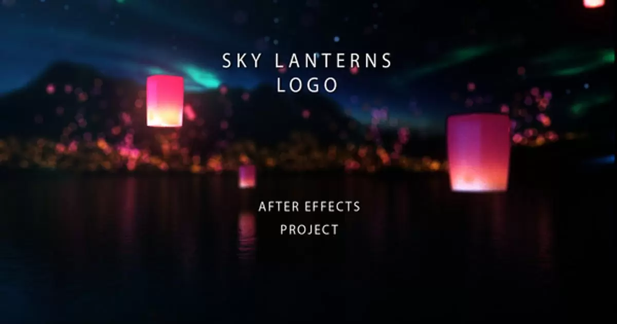 放飞许愿灯天灯礼花logo标志AE模版Sky Lanterns Logo