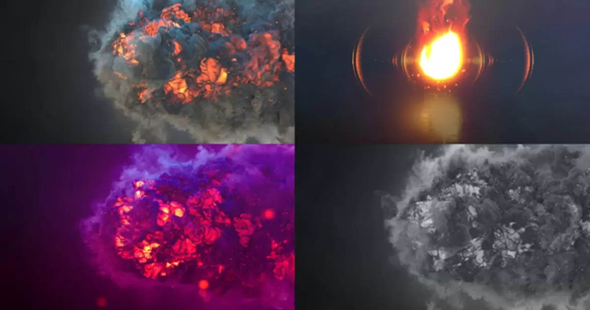 火焰燃烧logo标志介绍AE视频模版Fire Blast Logo Intro