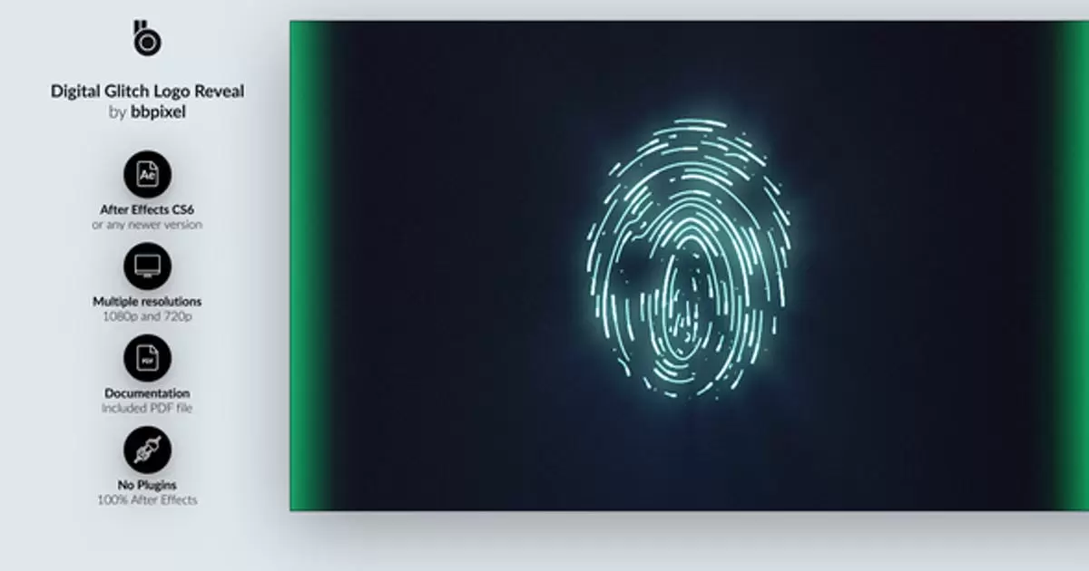 数字毛刺logo标志揭示AE视频模版Digital Glitch Logo Reveal
